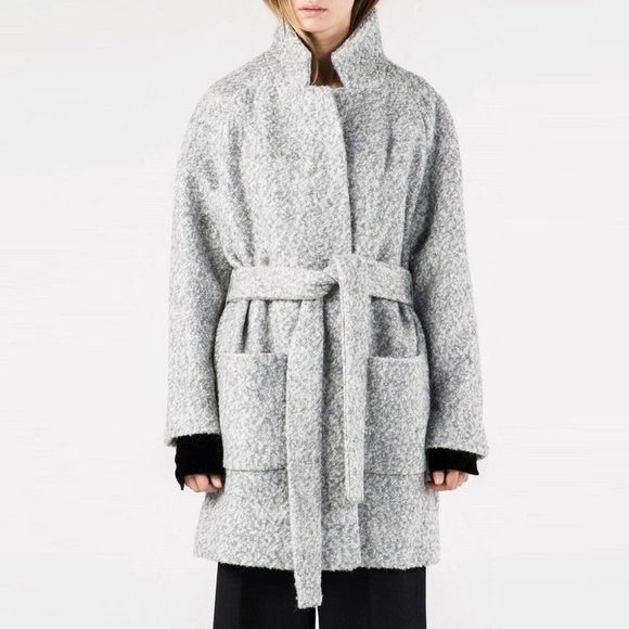 GANNI TEDDY Belted Wrap Coat - Picture 1 of 12